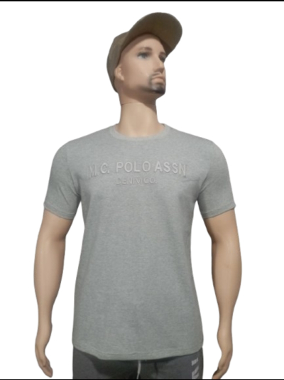 M C POLO T Shirt - Grey Marl