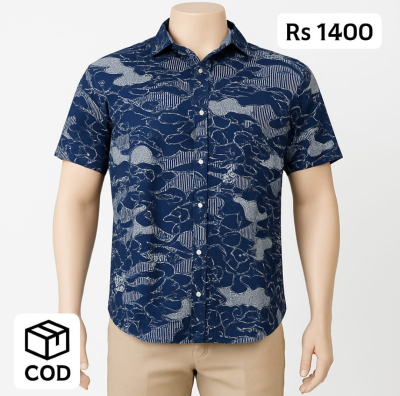 Waffle Drop Shoulder Shirt (Navy Blue)